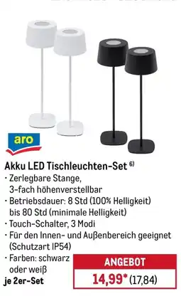 METRO aro Akku LED Tischleuchten-Set Angebot