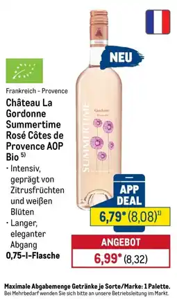 METRO Château La Gordonne Summertime Rosé Côtes de Provence AOP Bio Angebot