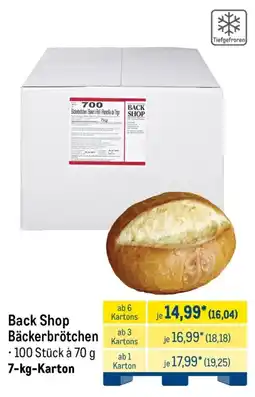 METRO Back Shop Bäckerbrötchen Angebot