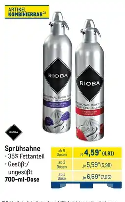 METRO RIOBA Sprühsahne Angebot