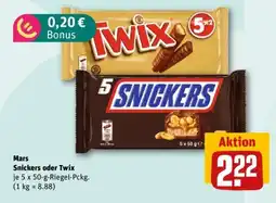REWE Snickers oder Twix Angebot