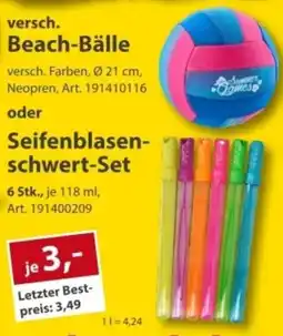 Sonderpreis Baumarkt versch. Beach-Bälle oder Seifenblasenschwert-Set Angebot