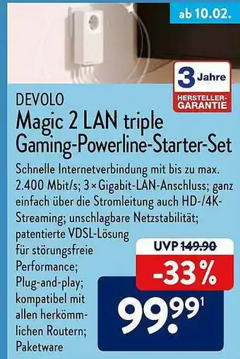 Aldi Nord Devolo Magic 2 Lan Triple Gaming-powerline-starter-set Angebot