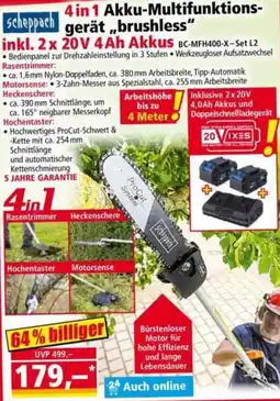Norma scheppach 4 in 1 Akku-Multifunktionsgerät „brushless“ Angebot