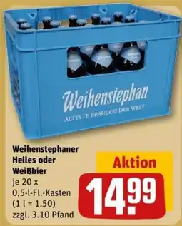 REWE Weihenstephaner Helles oder Weißbier Angebot