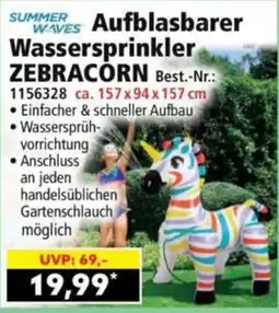 Norma Summer Waves Aufblasbarer Wassersprinkler ZEBRACORN Angebot