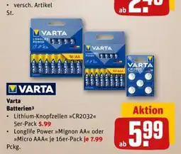 REWE Varta Lithium-Knopfzellen »CR2032« Angebot