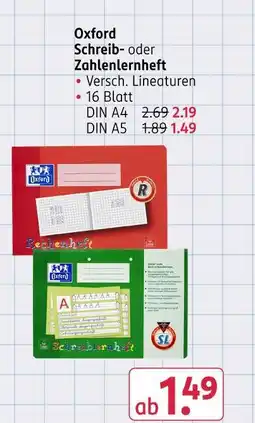 Rossmann Oxford schreib- oder zahlenlernheft din a4 Angebot