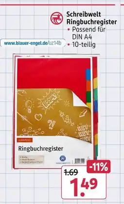 Rossmann Schreibwelt ringbuchregister Angebot