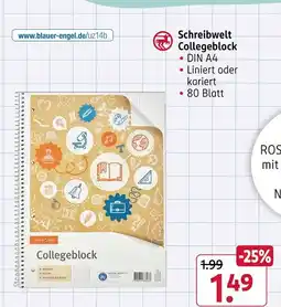 Rossmann Schreibwelt collegeblock liniert Angebot