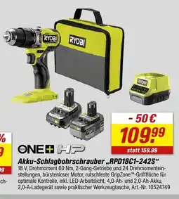 toom Baumarkt Ryobi akku-schlagbohrschrauber „rpd18c1-242s“ Angebot