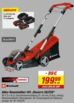 toom Baumarkt Einhell akku-rasenmäher-kit rasarro 36/250 Angebot