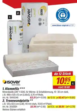 toom Baumarkt Isover klemmfilz Angebot