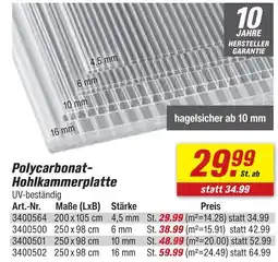 toom Baumarkt Polycarbonat-hohlkammerplatte Angebot