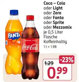 Rossmann Coca-cola coca-cola oder light oder zero oder fanta oder sprite oder mezzomix Angebot