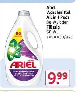 Rossmann Ariel waschmittel all in 1 pods oder flüssig Angebot