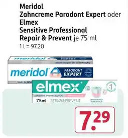 Rossmann Meridol oder elmex zahncreme parodont expert oder sensitive professional repair & prevent Angebot