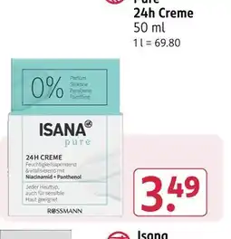 Rossmann Isana pure 24h creme Angebot
