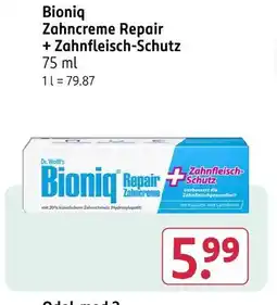 Rossmann Dr. wolff's bioniq zahncreme repair + zahnfleisch-schutz Angebot