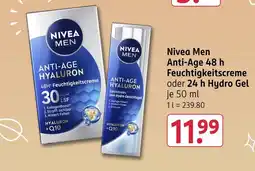 Rossmann Nivea men anti-age 48 h feuchtigkeitscreme oder 24 h hydro gel Angebot