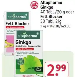 Rossmann Altapharma ginkgo oder fett blocker Angebot