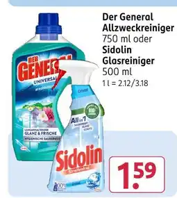 Rossmann Der general oder sidolin allzweckreiniger oder glasreiniger Angebot