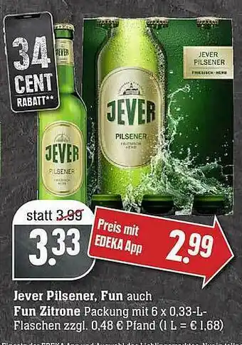 Edeka Jever Pilsener Fun Auch Fun Zitrone Angebot