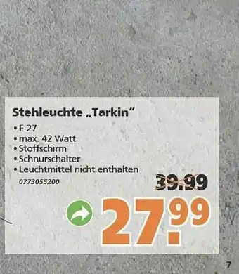 Globus Baumarkt Stehleuchte „tarkin” Angebot