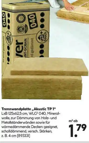 Hellweg Trennwandplatte „akustic Tp 1” Angebot