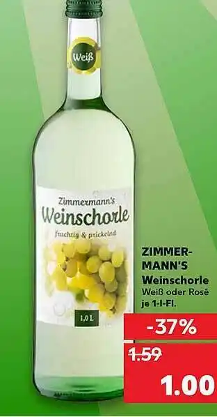 Kaufland Zimmermann's Weinschorle Angebot