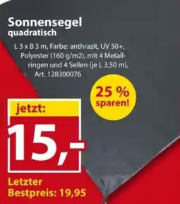 Sonderpreis Baumarkt Sonnensegel quadratisch Angebot