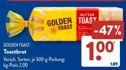 Aldi Süd GOLDEN TOAST Toastbrot Angebot