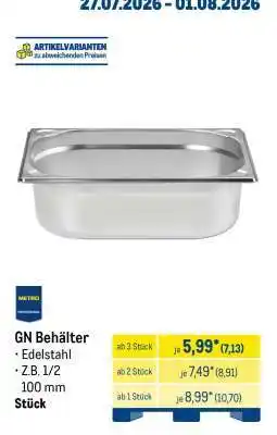 METRO GN Behälter Angebot