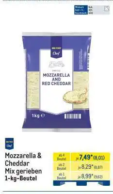METRO Mozzarella & Cheddar Mix gerieben 1-kg-Beutel Angebot