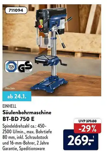 Aldi Nord Einhell Säulenbohrmaschine Bt-bd 750 E Angebot