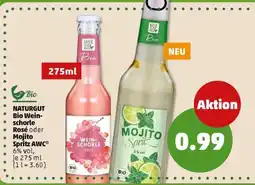 PENNY NATURGUT Bio Weinschorle Rosé oder Mojito Spritz AWC Angebot