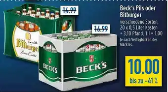 diska Becks Pils Oder Bitburger Angebot