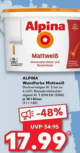 Kaufland Alpina Wandfarbe Mattweiß Angebot