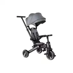 Netto Marken-Discount Kikkaboo Dreirad, Tricycle Trix 3 in 1 Schiebegriff, Sonnendach faltbar, Gurt grau Angebot