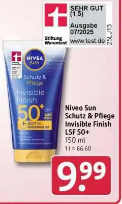 Rossmann Nivea Sun Schutz & Pflege Invisible finish LSF 50+ Angebot