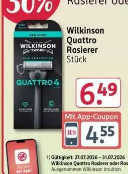 Rossmann Wilkinson Quattro Rasierer Angebot