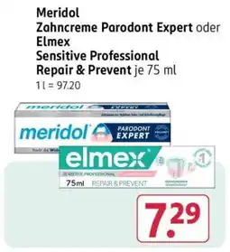 Rossmann Meridol Zahncreme Parodont Expert oder Elmex Sensitive Professional Repair & Prevent Angebot
