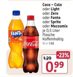Rossmann Coca – Cola oder Light oder Zero oder Fanta oder Sprite oder Mezzomix Angebot