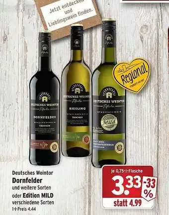 Wasgau Deutsches Weintor Dornfelder Oder Edition Mild Angebot