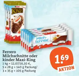 tegut Ferrero Milchschnitte oder kinder Maxi-King Angebot