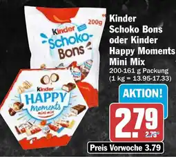 HIT Kinder Schoko Bons oder Kinder Happy Moments Mini Mix Angebot