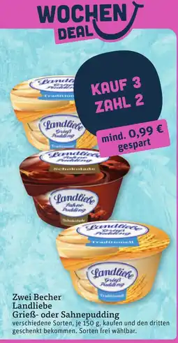 tegut Zwei Becher Landliebe Grieß- oder Sahnepudding Angebot