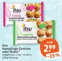 tegut itsu dumplings Gemüse oder Huhn Angebot