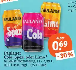 tegut Paulaner Cola, Spezi oder Limo Angebot