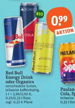 tegut Red Bull Energy Drink oder Organics Angebot